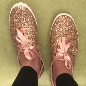 Kate Spade Keds Rose Gold Glitter Snakers